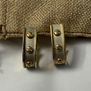 Vintage 80’s Gold & Silver Screw Accent Hoop Earrings